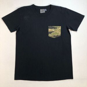 Naked & Famous Denim Black Tee with Camouflage Pocket